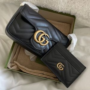 GG Marmont Matelassé leather super mini bag and card holder